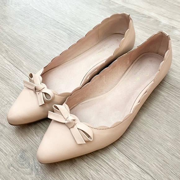 Kate Spade Eleni Flex Blush Pink Scalloped Leather Point Toe Ballet Flats 8.5 - Picture 3 of 8